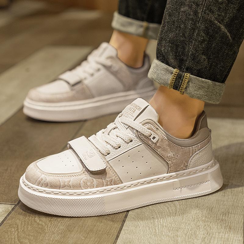 College Style Leather Surface Breathable Board Shoes Fashionable High Quality Cold Sticky Low Top Platform Men'S Shoes