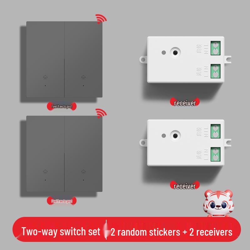 Smart Wireless Double Control Light Switch - No Wiring Needed, 220V Remote Master-Slave System