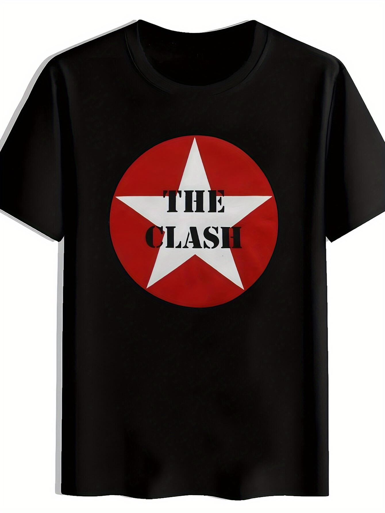Vintage Rock Band Graphic T-shirt - The Clash Red & White Star Design XL