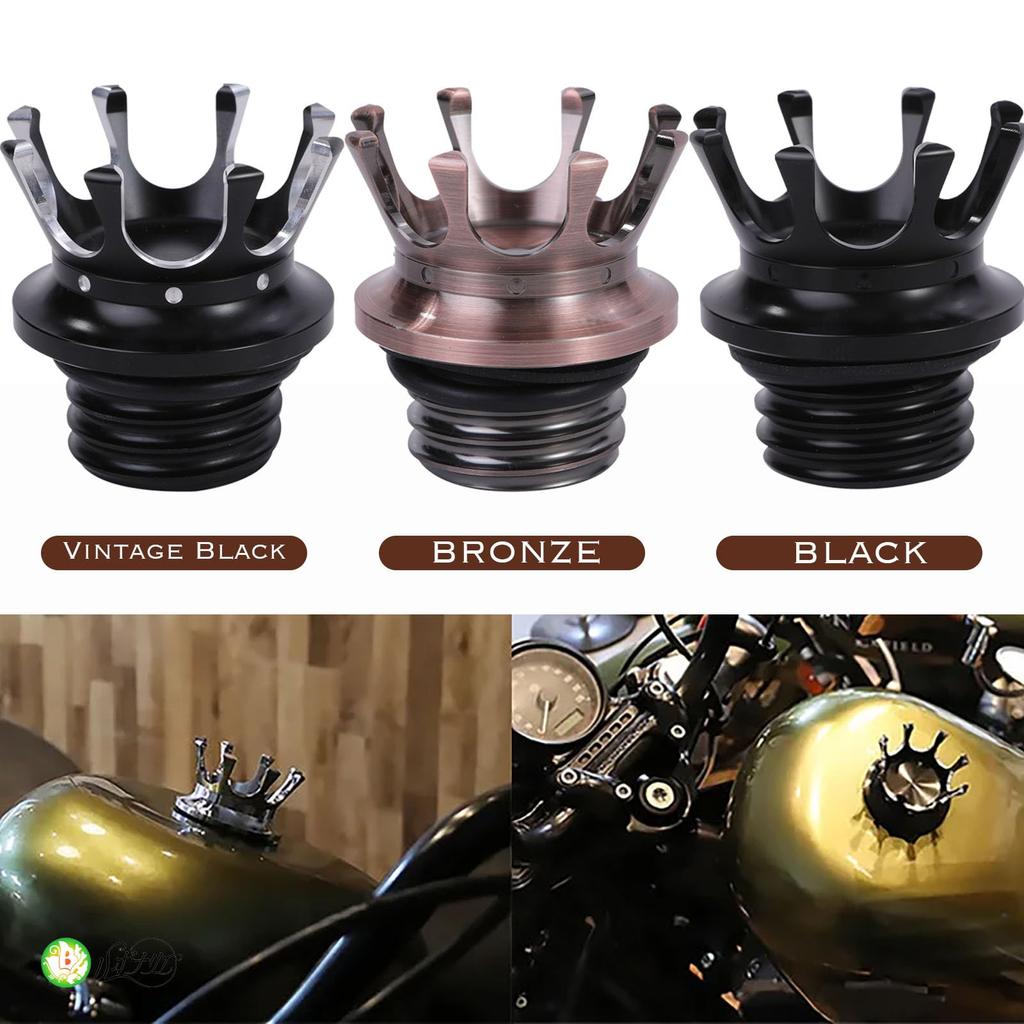 Lebonarie Harley Tank Cap Fuel Cap Softail Sportster 883 1200 Crown Style (Black)