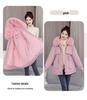 Petite Women's Thickened Down Parka with Fleece, Large Fur Collar, Korean Style, Waist-Cinched Hooded Jacket