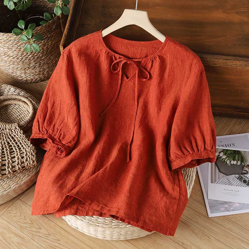 T-shirt for Women Summer Large Size Cotton Solid Color Soft Loose Casual Pullover T-shirt Top