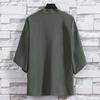 Men's KimonoOpen Stitch Japanese Jackets Casual Cotton 3/4 Sleeve Shirt Open Front Coat Lightweight Linen Tops