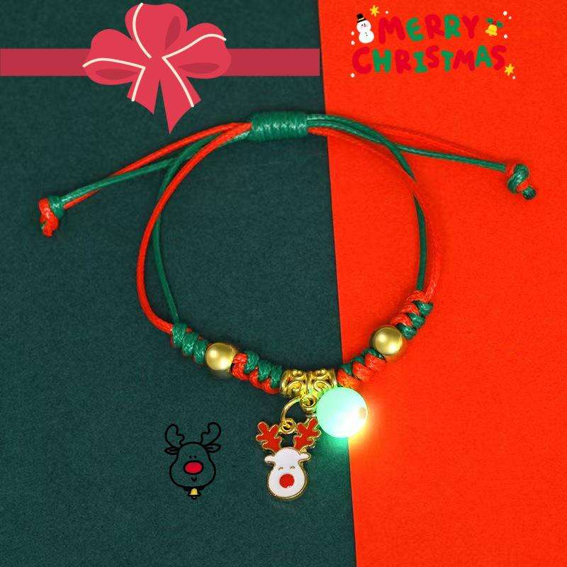 2025 Trendy Christmas Pendant Hand Rope with Santa Claus and Bell
