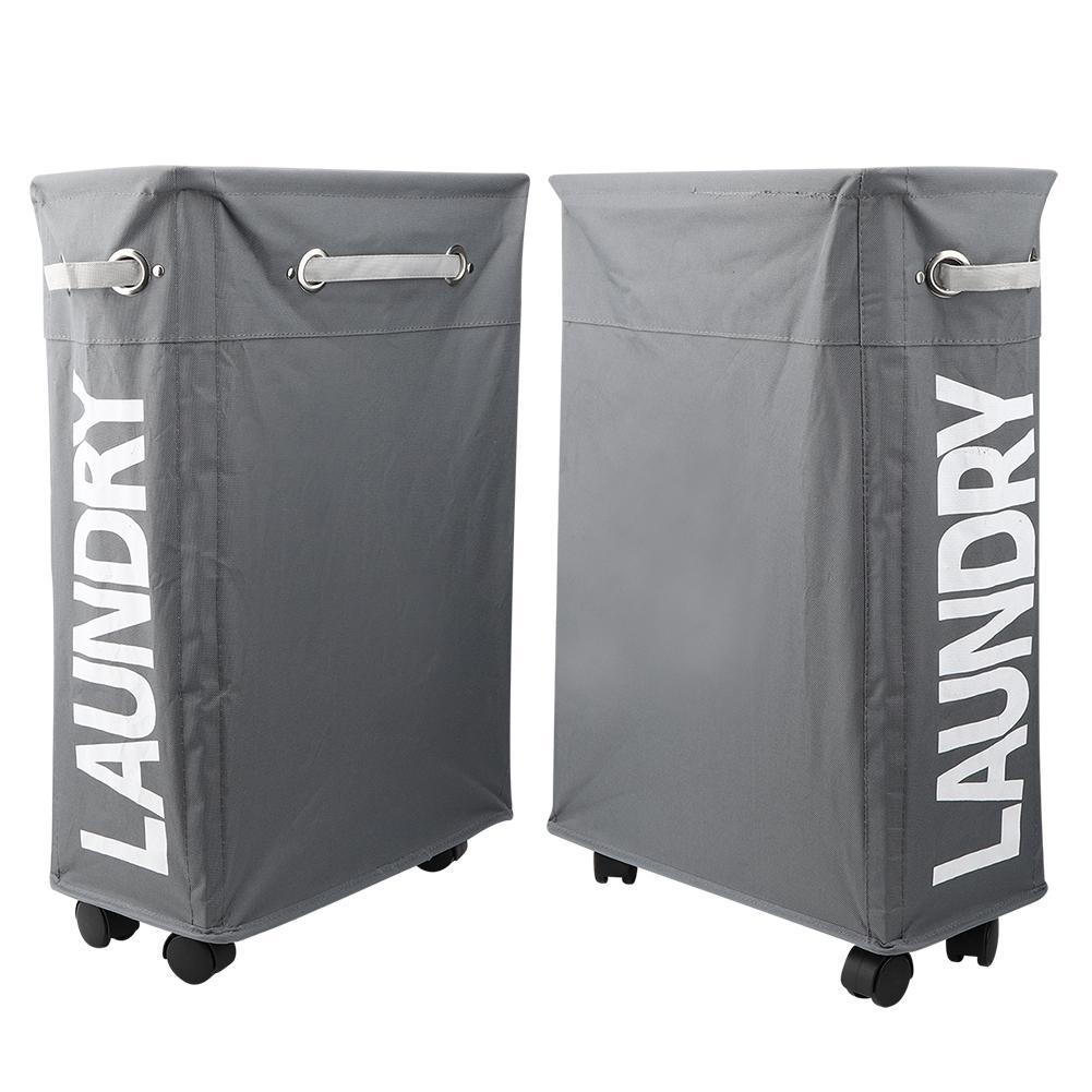 Foldable Laundry Basket Waterproof Dirty Clothes Organizer Storage Bag with Wheels