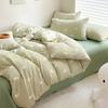 Class A Maternal Infant Grade Washed Cotton Linen 4-Pcs Set Double-Layer Yarn Quilt Cover Dormitory Bed Sheet 3-Pcs Set Household Bedding