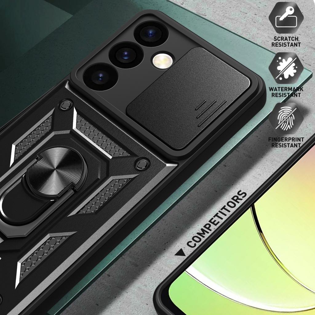 For Samsung Galaxy S24 Case Anti-drop Slide Lens Protection Scratch-resistant PC+TPU Phone Cover