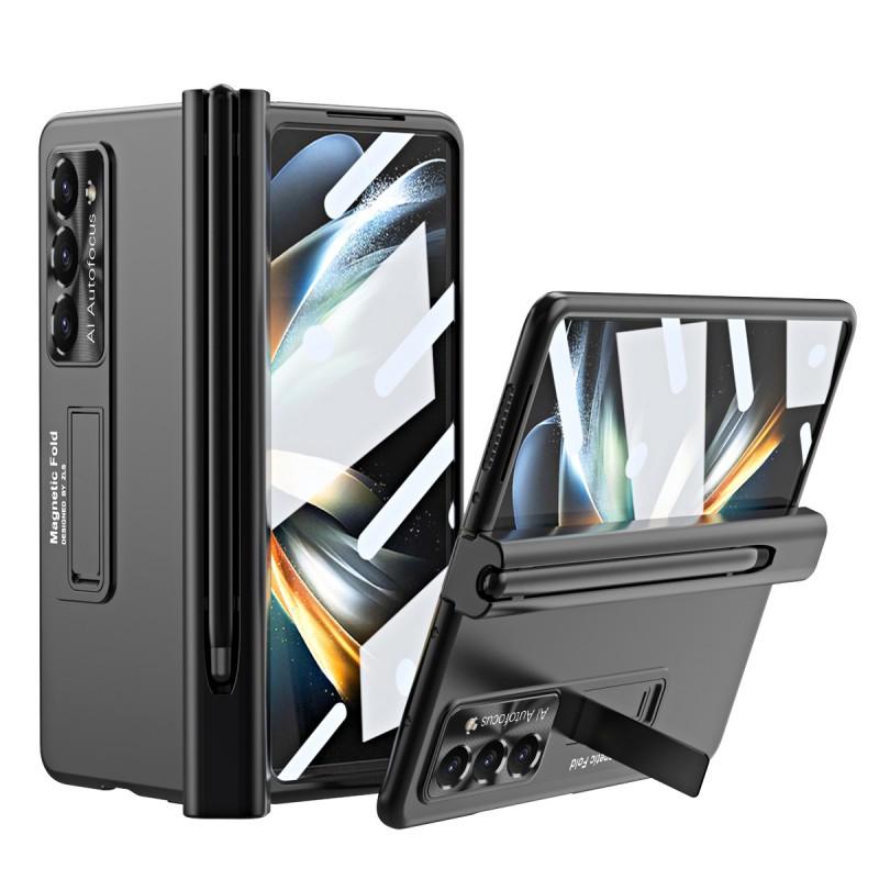 Magnetic Snap-on Case Galaxy Z Fold5 Fold4 Fold3 With Kickstand PC Cover Electroplated Lens Protector