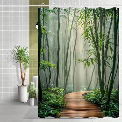 Elegant Bamboo Forest Shower Curtain | Waterproof & Fog-Resistant, Machine Washable Polyester, Perfect For Bathroom Decor