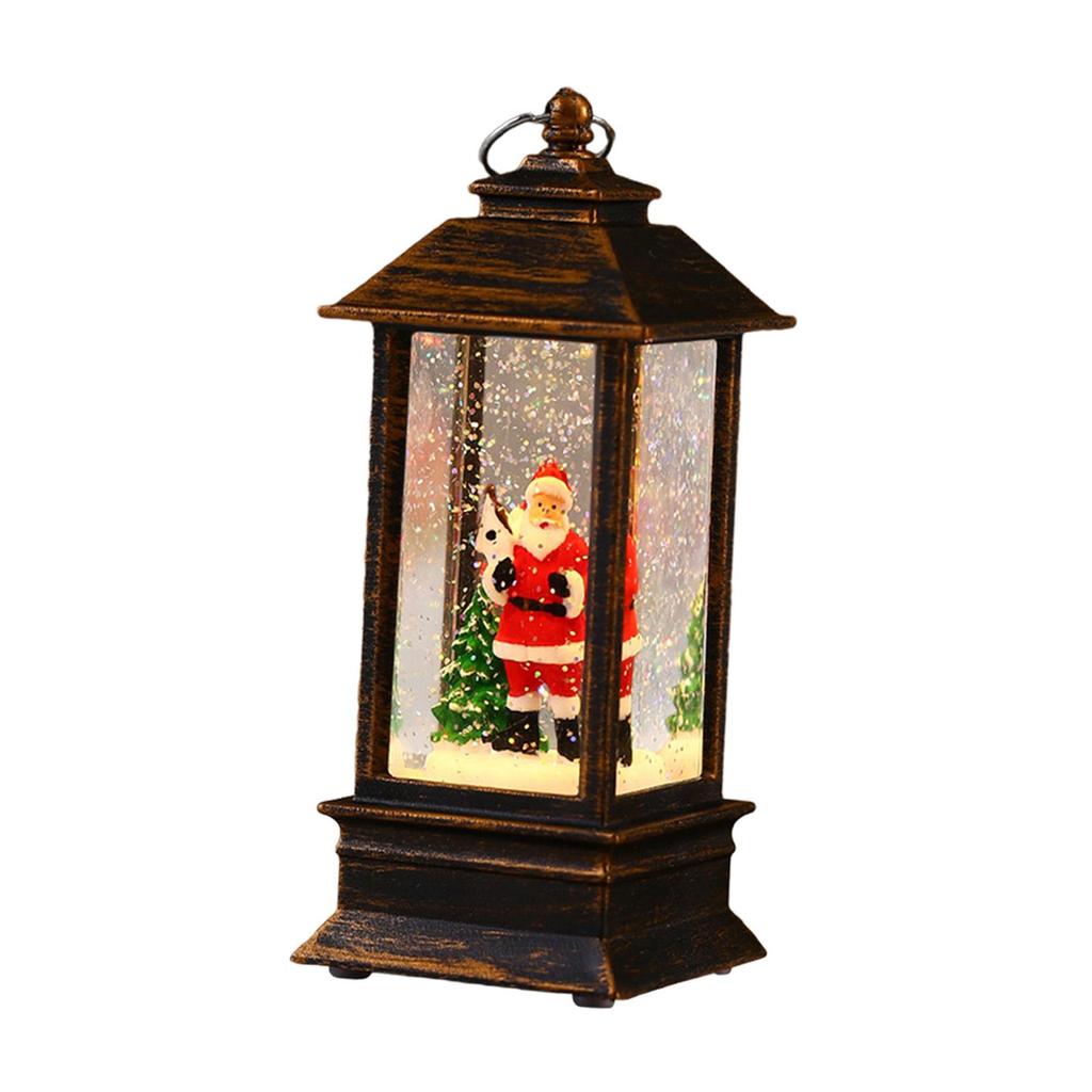Lighted Christmas Snow Globe Lantern Birthday Gift Desktop Figurine Table Centerpiece for Holiday Xmas Desk Living Room Office