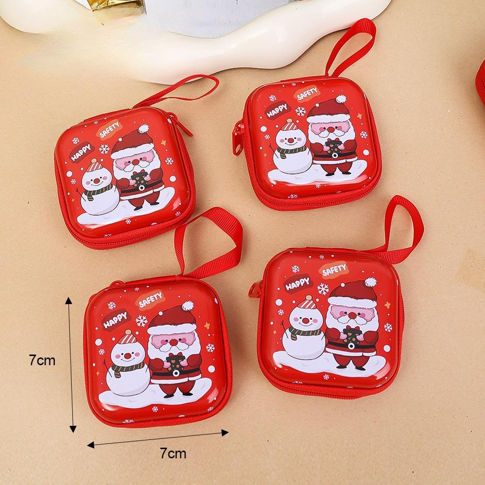 5/1Pcs Christmas Cable Organizer Zipper Candy Coin Storage Bag Kids Toys Keyring Pendant Christmas Gifts Earphone Box Organizer