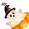 Resin Pumpkin Night Light Halloween Cute Up Ghost Decoration, Small Statue Light, Lighted Figurine for Home Table Decoration Indoor, Kitchen