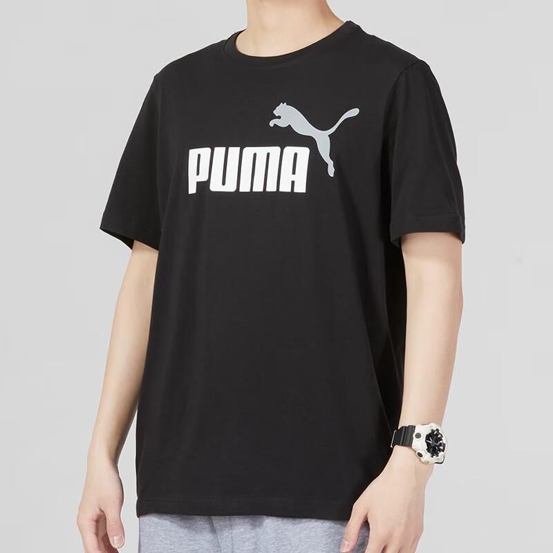 Puma American Vintage Letter Logo Print Crew Neck Pullover Sports Short Sleeve T-Shirt Men Tops Black 847666-61