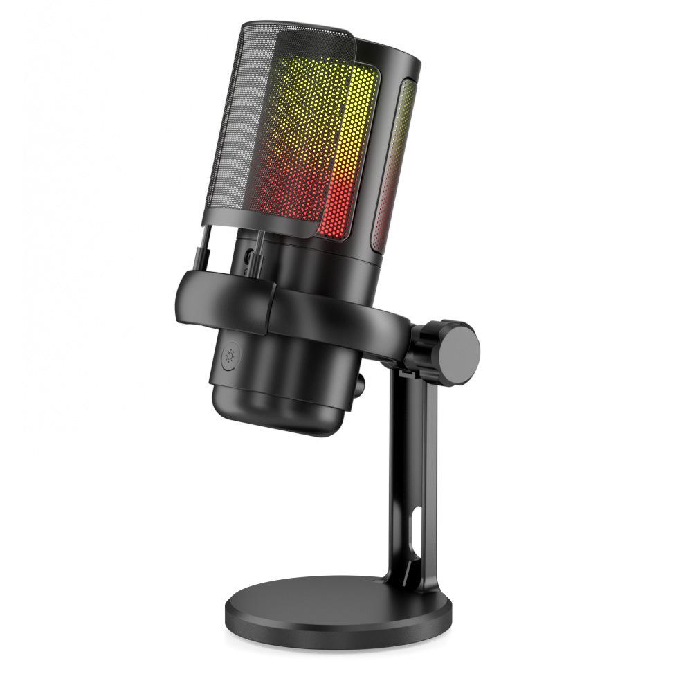 Wireless USB Condenser Microphone with Colorful Lights for Streaming, Recording, and Gaming