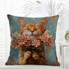 Cute Oil Painting Colorful Cat Cushion Cover Comfort Daily Washable Linen Soft  for Sofa Bed Home Room Decor
