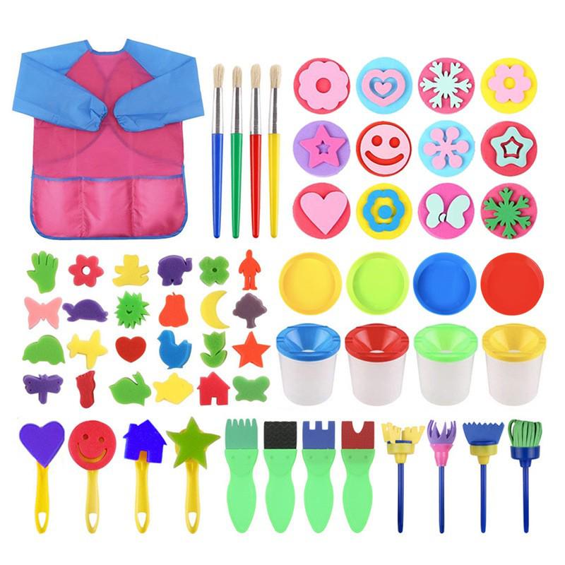 18-Piece Children's Painting Sponge Set: Early Education Doodle & Brush Tools for Kindergarten