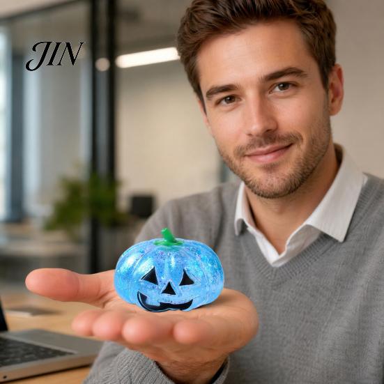 Kürbisform Quetschspielzeug Halloween Stressabbau Spielzeug, Gruseliger Kopf Klar Glitzer Zuckerball, Partygeschenke