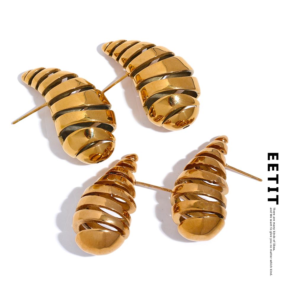 

Eetit Водонепроницаемые серьги-гвоздики из нержавеющей стали с каплей воды 18K PVD с покрытием из гладкого металла Популярные женщины Креативный ювелирный подарок