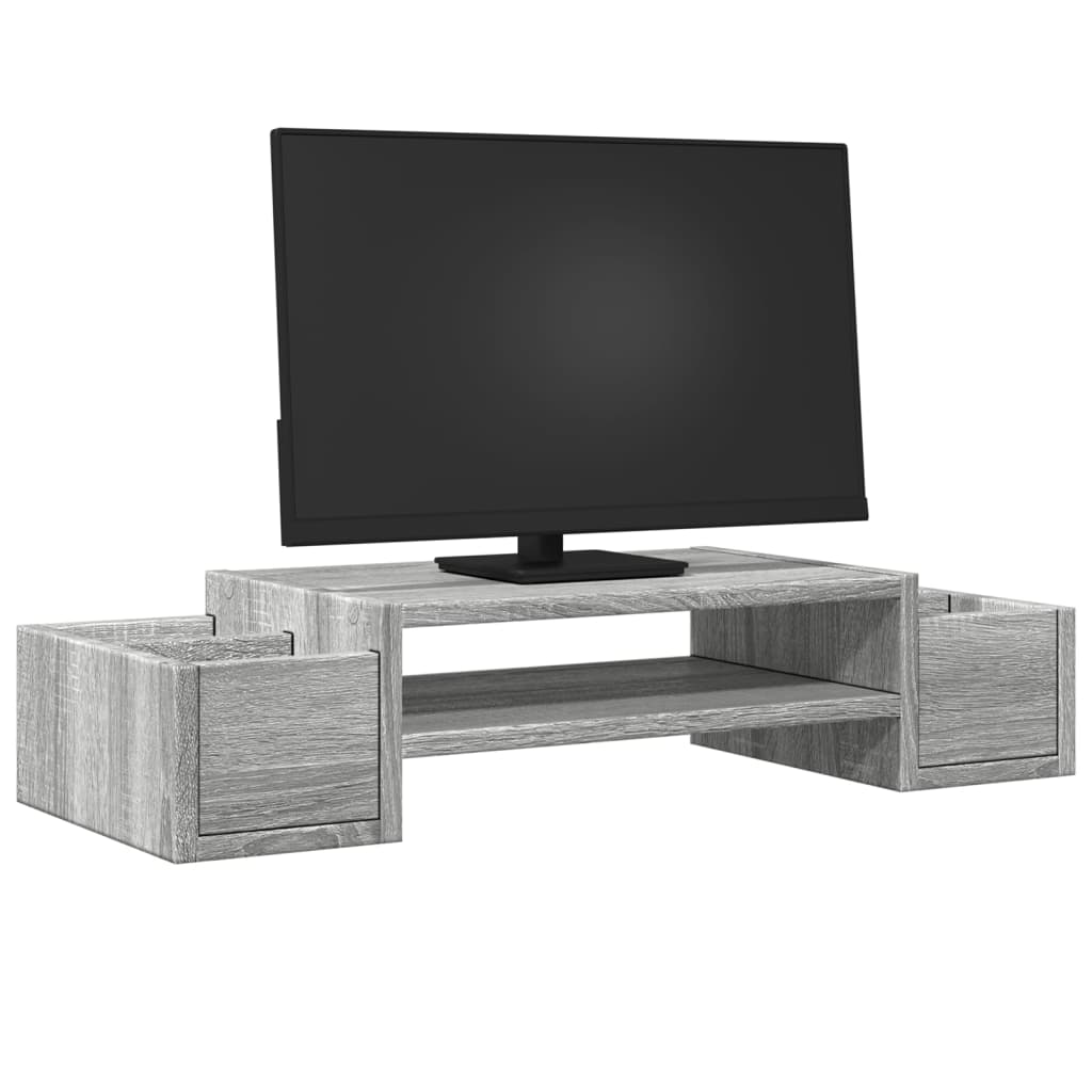 Monitor Stand with Storage Space Grey Sonoma 70 X 27 X 15 Cm Particleboard