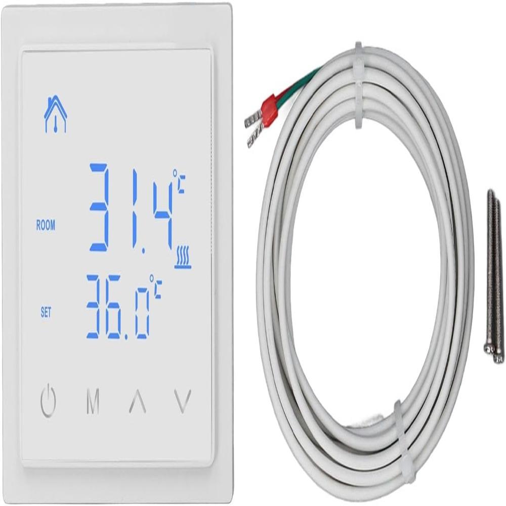 White Backlight Floor Heating Controller Electric Heat Thermostat  Home Underfloor Heating