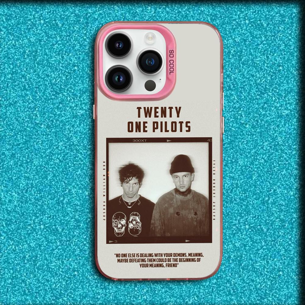 

T-Twenty One Pilots Phone Case For iPhone 16,15,14,13,12,11,Mini,Pro,MAX Pink Matte Silicone Cover iPhone12mini