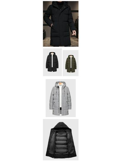 2025 Men's Mid-Length Hooded Winter Jacket - Thick Plus Size Cotton-Padded Coat