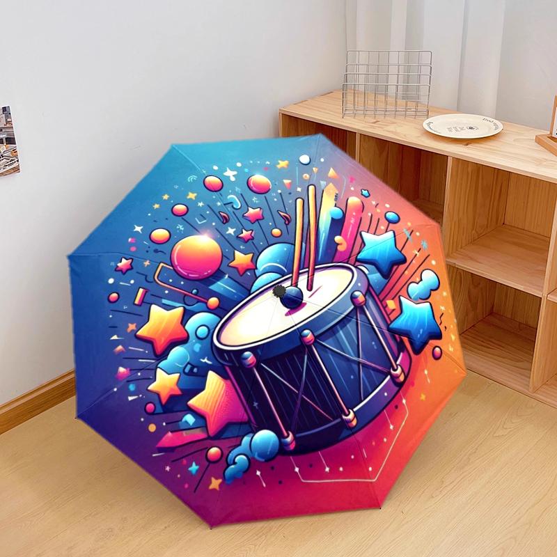 1PC Music Theme Umbrella Portable Folding Umbrella Iron Frame Hole Bone Structure Outdoor Home Umbrella A22
