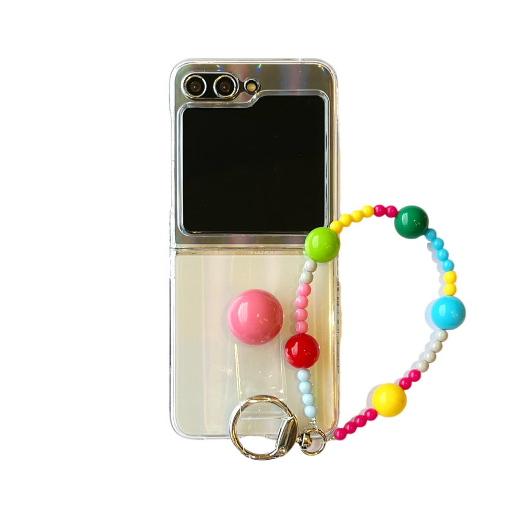 

Candy Color Beads Bracelet Phone Cover For Samsung Z Flip 6 z flip 3 4 5 Ring Case For Galaxy Z Flip 5 Hard Laser Clear Cases For Samsung Z Flip 3