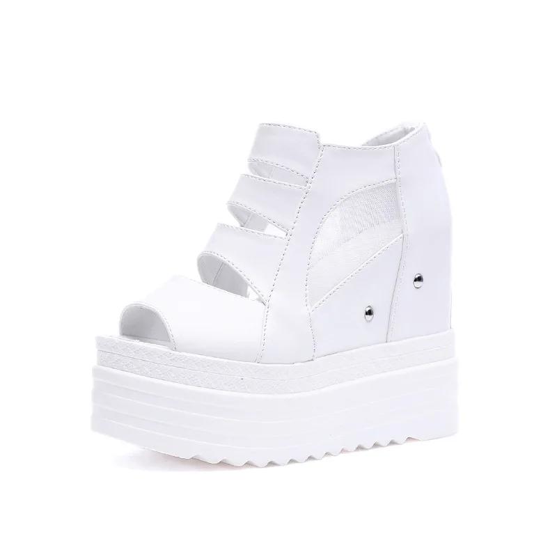 2025 Summer Wedding Banquet Ladies High Heel Thick Sole 12cm Cool Boots Muffin Bottom Fish Mouth Shoes