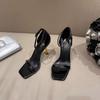 2025 summer new one-word open-toed sandals women's thin heels temperament socialite niche design high heels