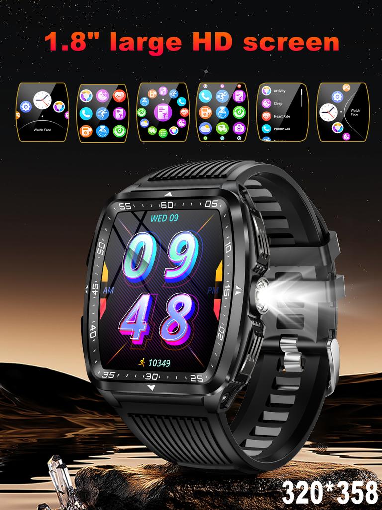 2025 For Xiaomi Outdoor Military LED Lighting Men Smartwatch Bluetooth Call IP68 Waterproof Heart Rate Sports Men Smartwatch