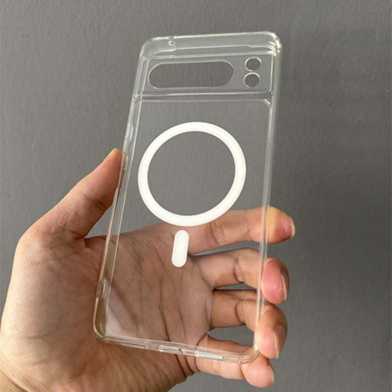 

Прозрачный противоударный чехол PC+TPU Magsafe для Google Pixel 9 Pro XL 8 Pro 8a, матовый магнитный чехол для беспроводной зарядки телефона For Pixel 9 Pro XL чистый