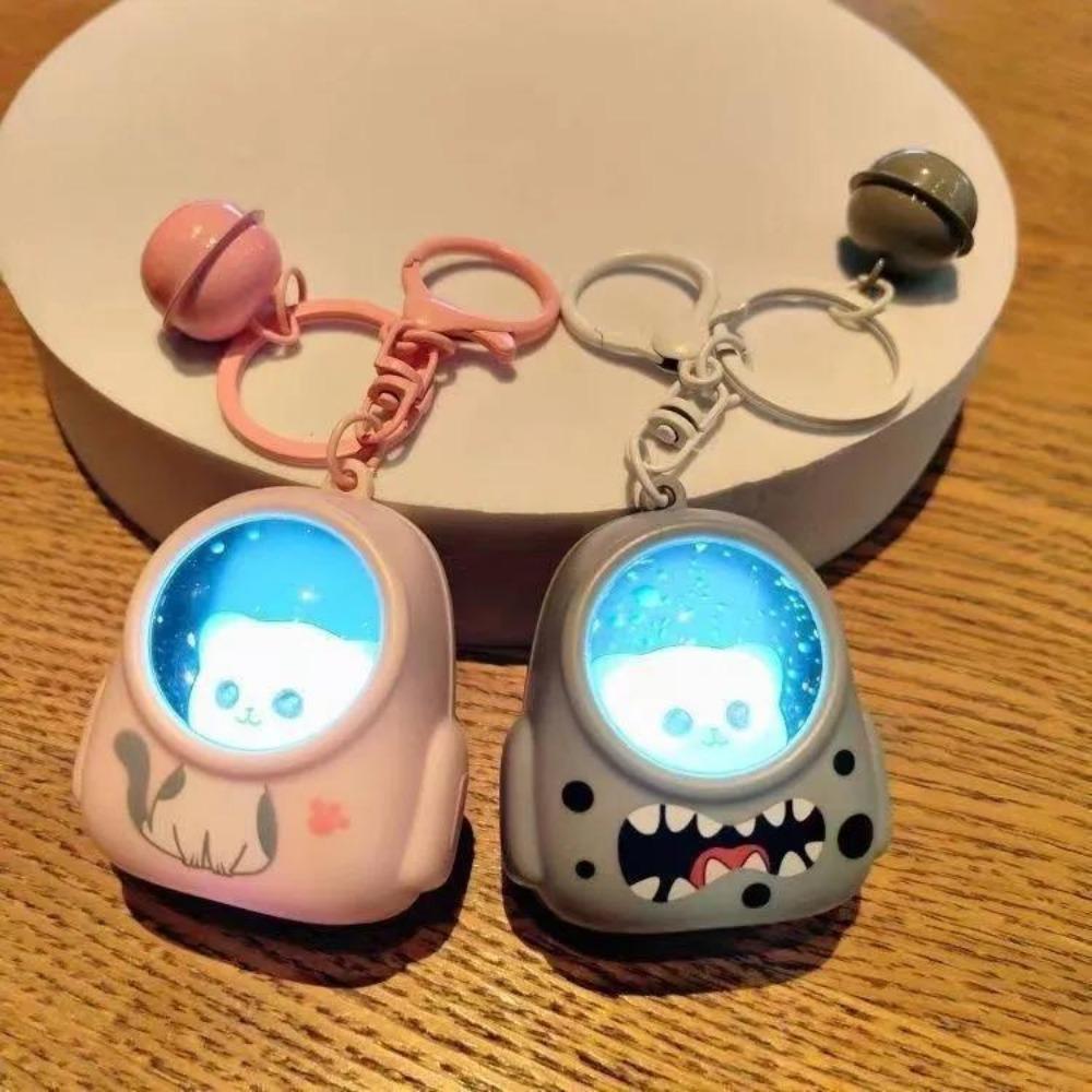 Knock Cute Bear Schoolbag Night Light Keychain Bag Pendant Internet Celebrity Atmosphere Light Keychain Car Keychain