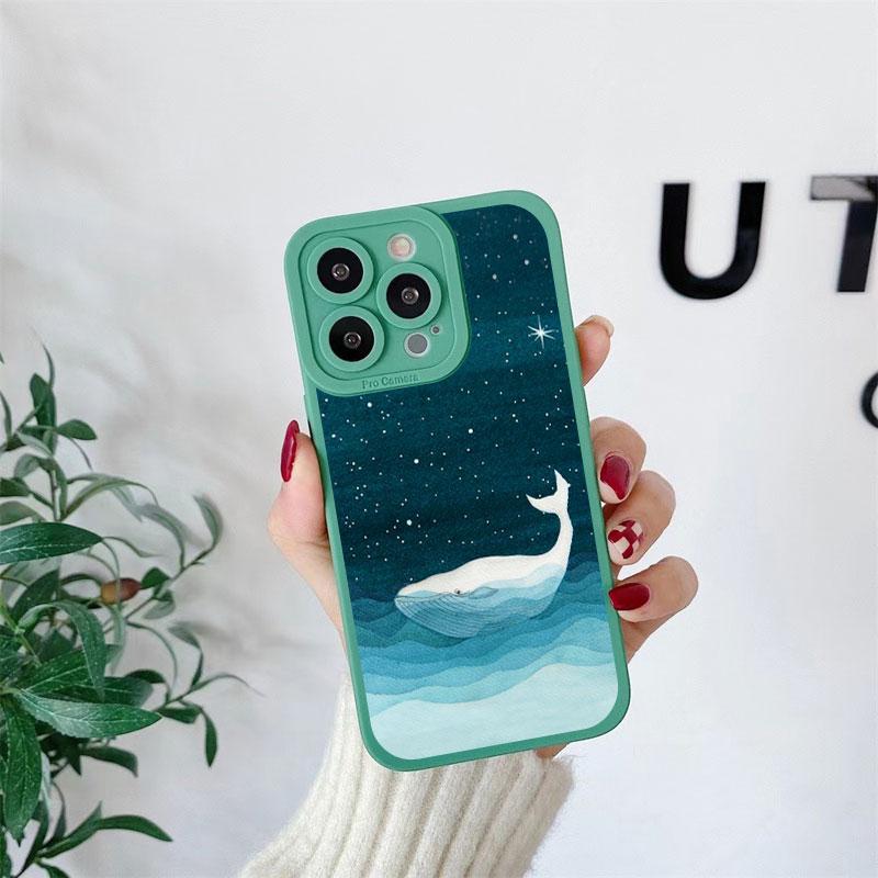 

Whale Fish Wave Sea Phone Case for iphone 13 14 12 11 Pro Max Lighthouse for iphone X XR XS 8 7 Plus SE 2020 Soft Silicone Cover iphone13(6.1 )