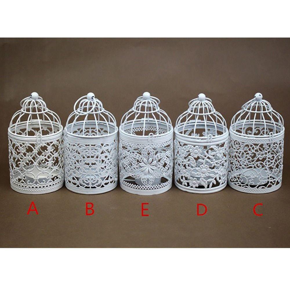 Iron Art Candle Holder Bird Cage Desktop Ornament Craft Wedding Ornament