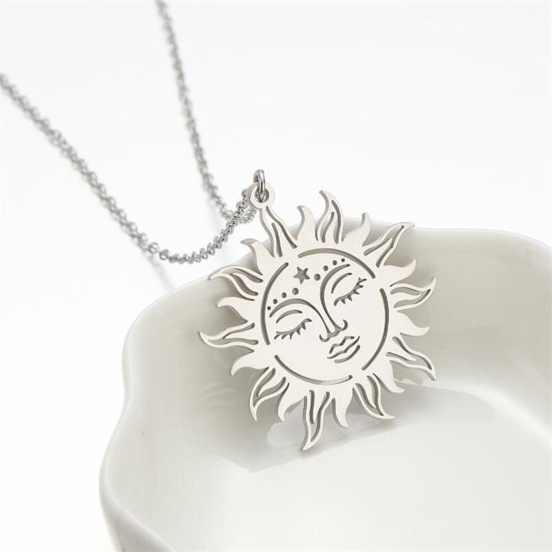 Stylish Stainless Steel Ancient Greek Sun Muse Pendant Necklace Gothic Vintage Necklace
