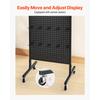 SucceBuy Standing Pegboard Display 23.6 X 63 In W/ Swivel Casters and 30 Hooks Thickened Cold-Rolled Steel Peg Board Panel Black