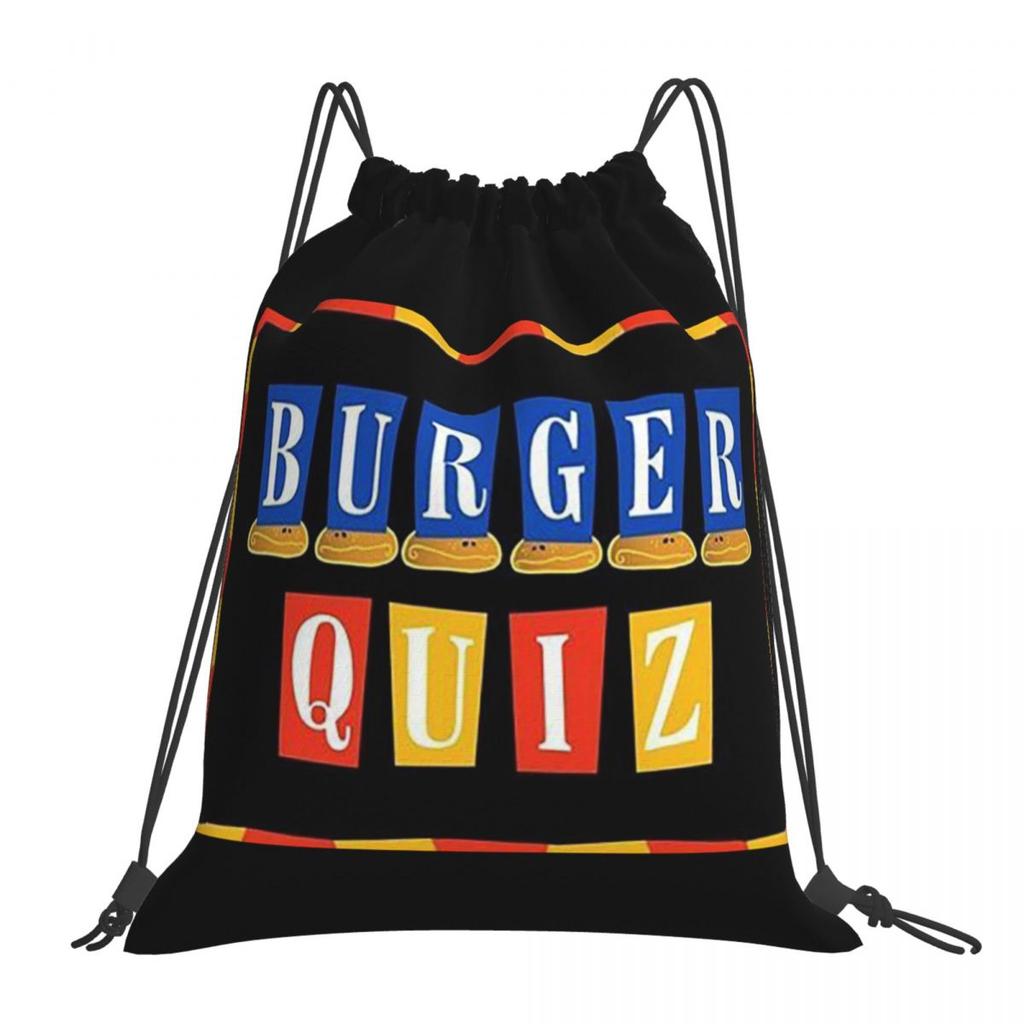 Burger Quiz New Logo Backpacks Fashion Drawstring Bundle Pocket Sports Bag Book Bags for Travel School