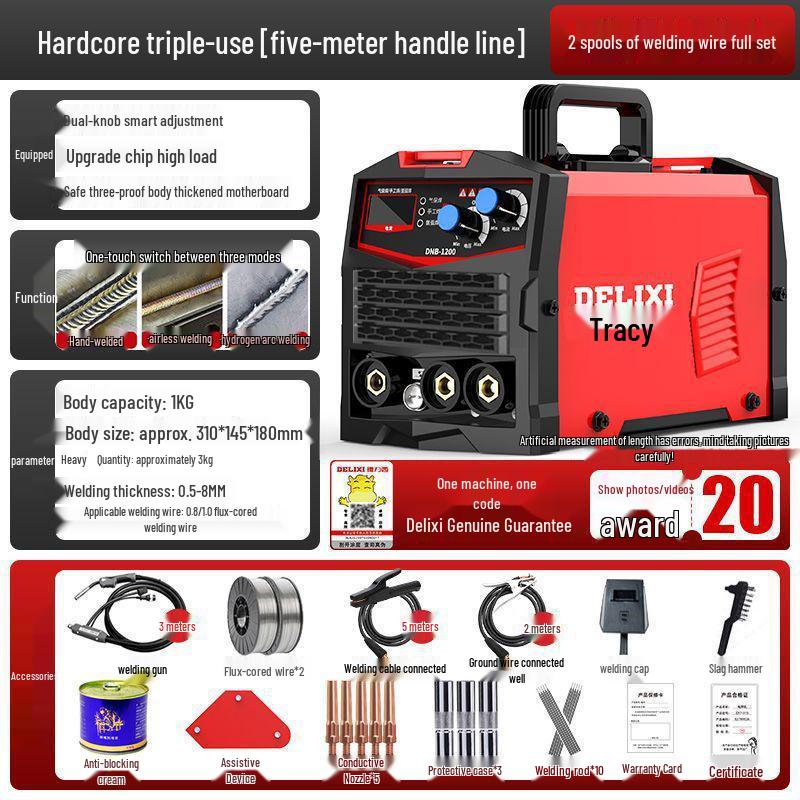 Delixi Multifunctional Gasless MIG & TIG Welder - Industrial-Grade for Household Use