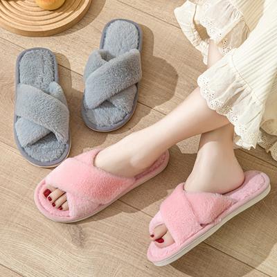 Herbst und Winter Warm Cross Baumwolle Hausschuhe Indoor Anti Slip Paar Dickbesohlte Baumwolle Hausschuhe