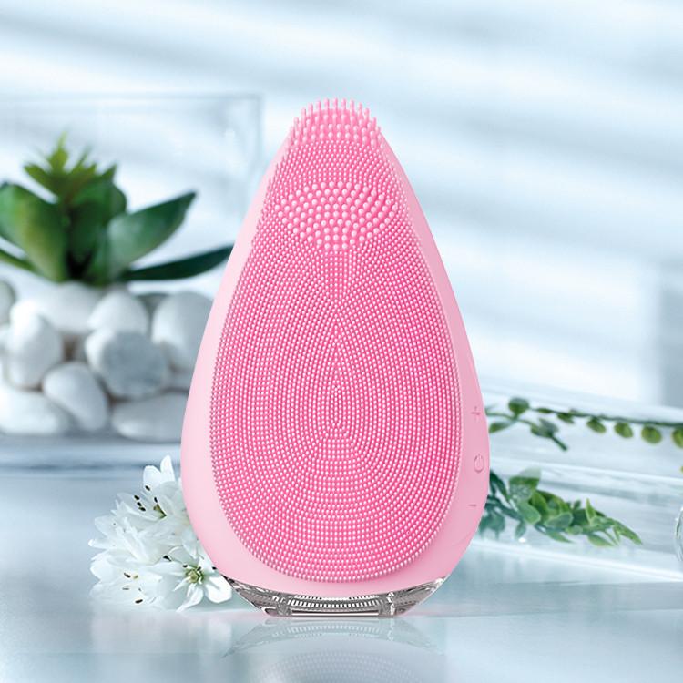 Comfortable Silicone Ultrasonic Facial Cleansing Brush Facial Deep Pore Skin Care Scrub Cleanser Tool Usb Recharge розовый