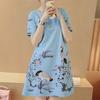 ZANZEA Women Casual Round Neck Summer Short Sleeve Print Dress