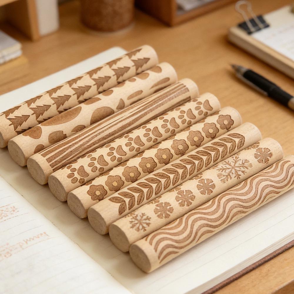 Wood Grain Embossed Rolling Pin for Clay and Baking