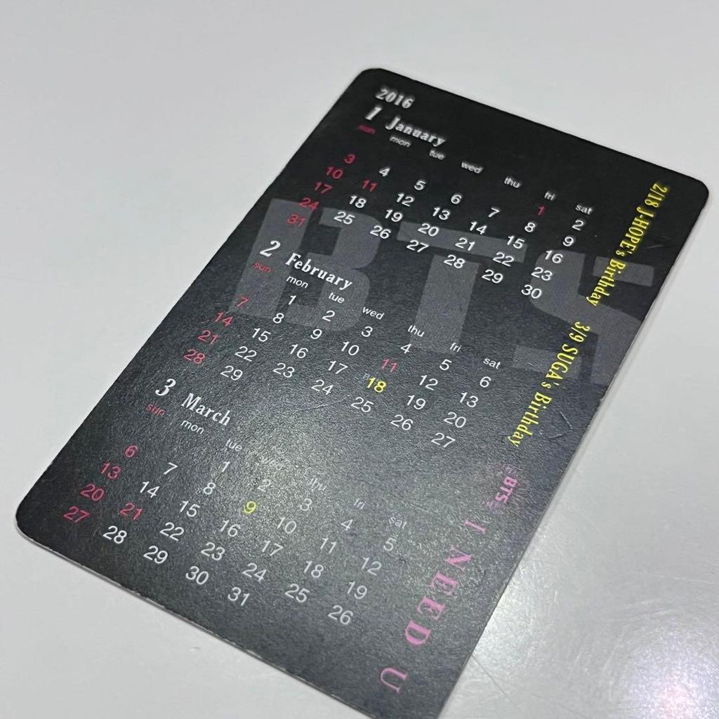 [USED] BTS Bangtan Boys Jin INEEDU Trading Card Venue Calendar