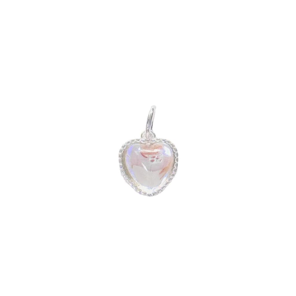 S925 Sterling Silver Iridescent Gradient Heart Charm for DIY Jewelry: Necklaces, Bracelets, and Foot Ornaments.