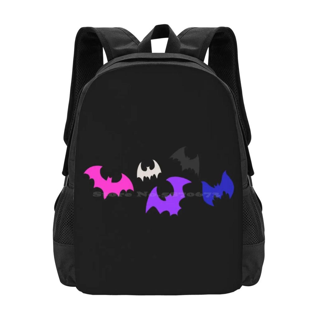 Genderfluid Bats Large Capacity School Backpack Laptop Bags Genderfluid Pride Trans Queer Lgbtq
