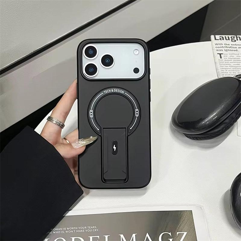 Luxus Klappständer Für Magsafe Lade Handyhülle Für iPhone 17 Air 16E 15 14 13 12 11 Pro Max Plus Matte Ständer Rüstung Magnetische Abdeckung