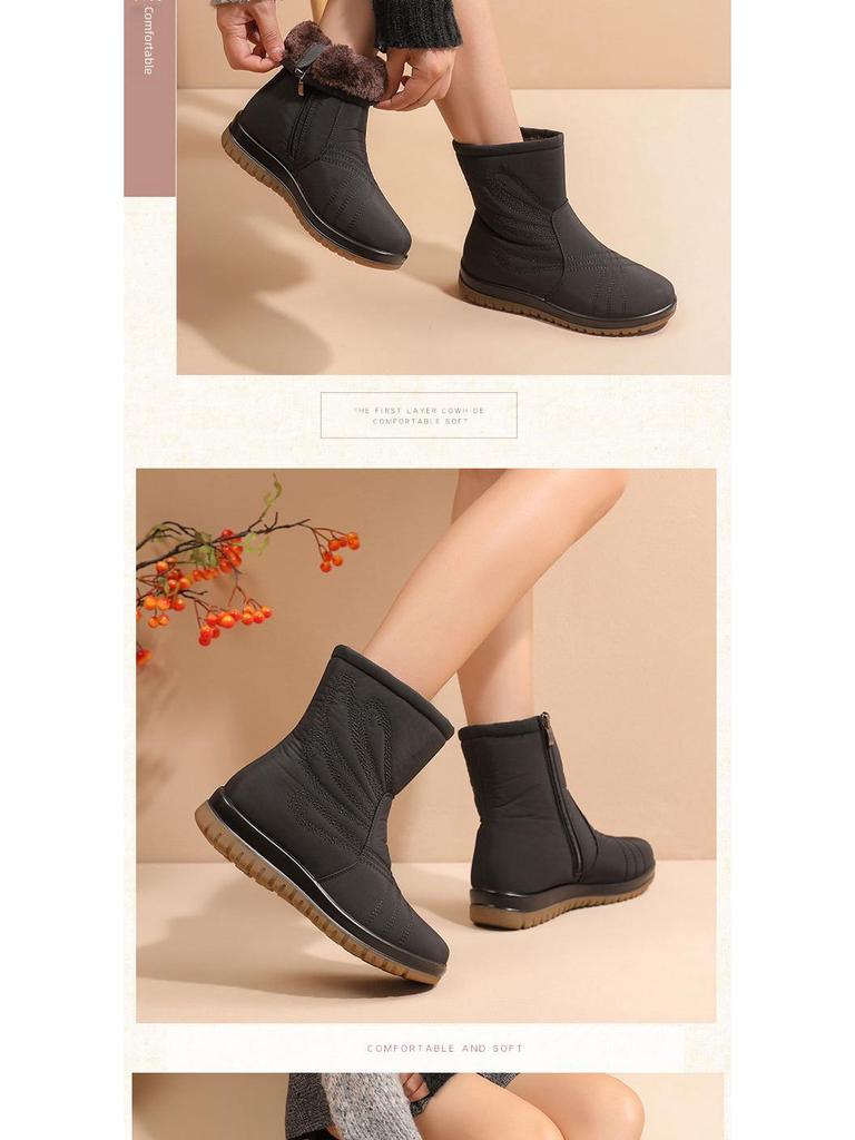 Damskie wodoodporne antypoślizgowe buty śnieżne: Plus aksamit zapewniający ciepło, idealny dla osób w średnim i starszym wieku.