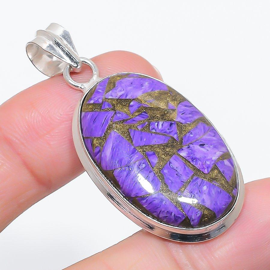 

Copper Charoite Gemstone 925 Sterling Silver Jewelry Pendant 1.97