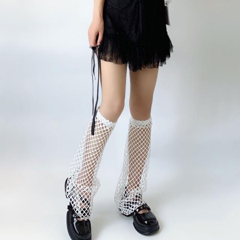 Summer Hollow Out Leg Covers Women Medium Fishnet Stockings Breathable Girls Leg Socks for Lolita Cosplay Party Daily